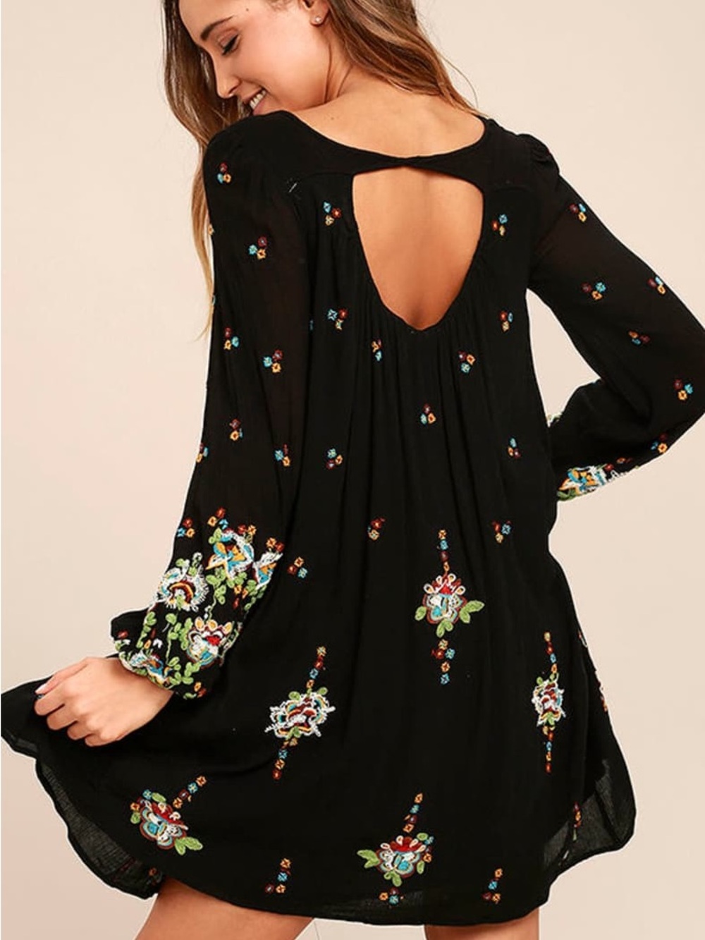 Free People Oxford Embroidered Mini Swing Dress